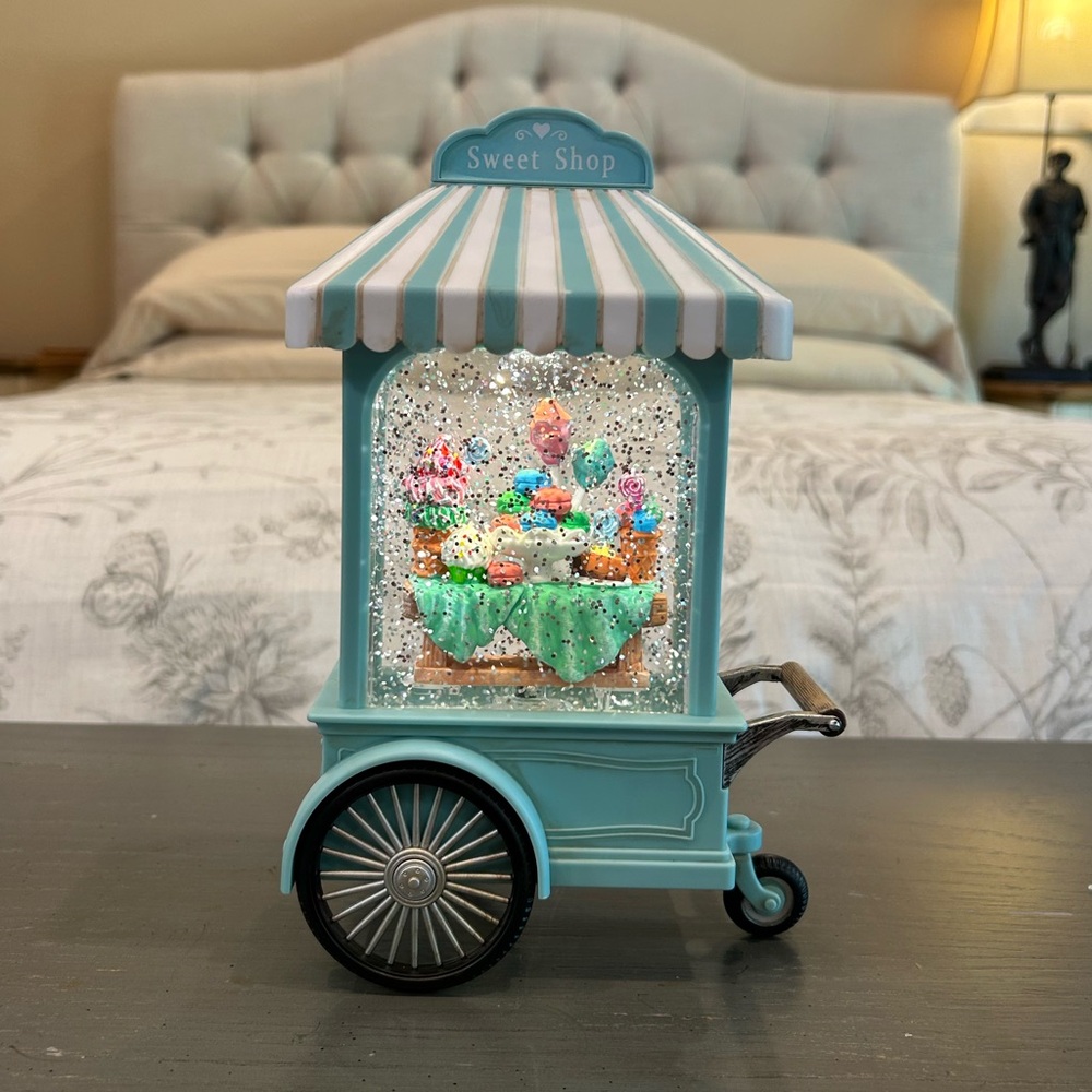 Sweet Shop Dessert Cart Light Up Glitter Globe